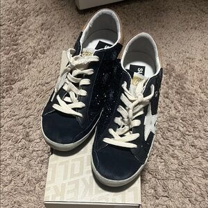 Golden Goose Navy Blue and White Women's Sneakers